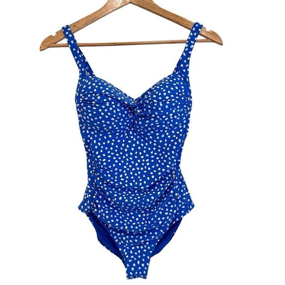 Nip Tuck Joanne Twist Front Design Tummy Control Blue, What Polka Dot Swimsuit - Picture 2 of 8